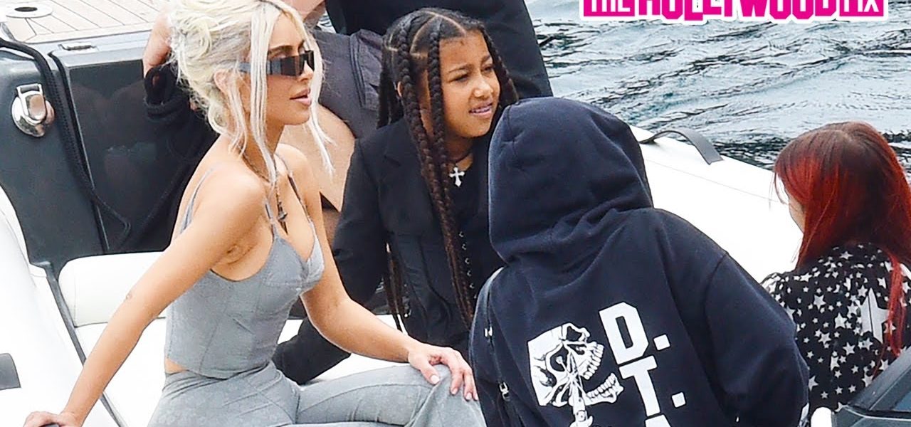 Kim & Kourtney Kardashian, North West & Penelope Disick Leave The Kardashian Italian Mansion By Boat