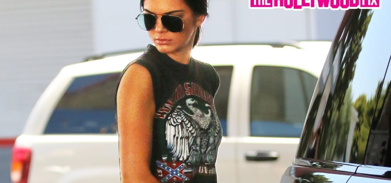 Kendall Jenner Rocks A Confederate Flag Shirt While Pumping Gas To Fuel Up Her Range Rover In B.H.