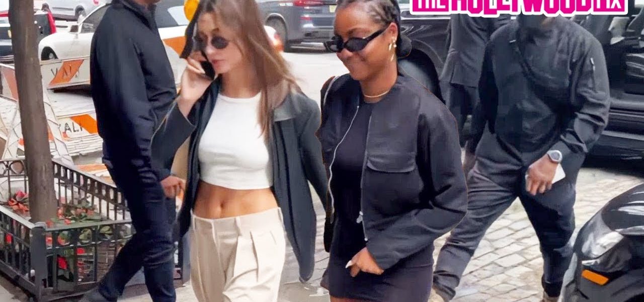 Hailey Bieber Flashes Her Toned Midriff In A Crop-Top While Arriving For Dinner With Justine Skye